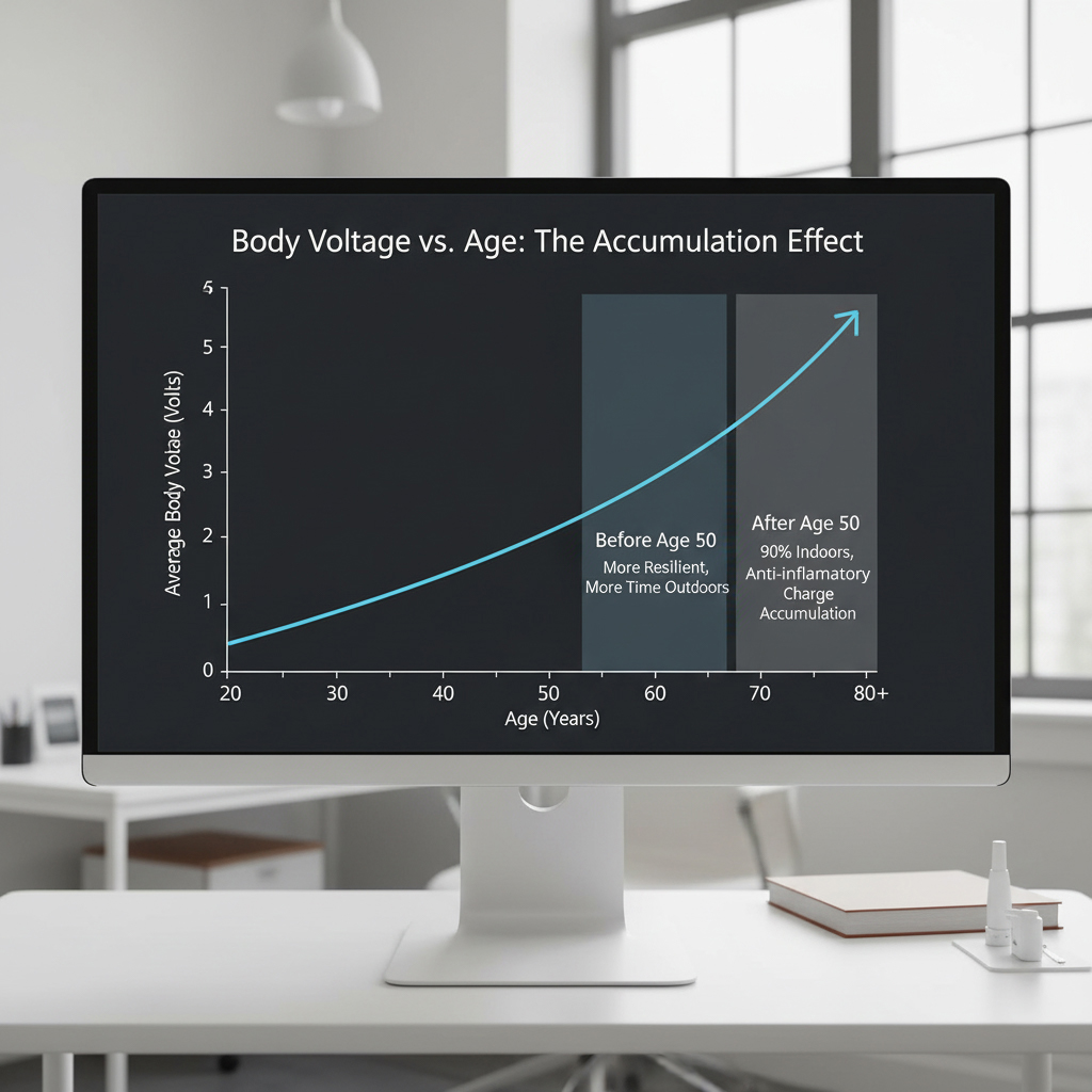 Chart showing body voltage increasing with age