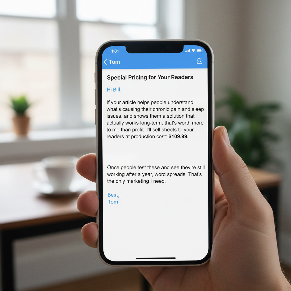 Email from Tom offering special pricing
